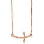 Load image into Gallery viewer, 14k Rose Gold Large Sideways Curved Twist Cross Necklace  length: 19 inches
