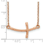 Load image into Gallery viewer, 14k Rose Gold Large Sideways Curved Twist Cross Necklace  length: 19 inches

