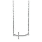Load image into Gallery viewer, 14k White Gold Sideways Curved Textured Cross Necklace  length: 19 inches
