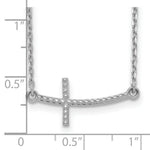 Load image into Gallery viewer, 14k White Gold Sideways Curved Textured Cross Necklace  length: 19 inches
