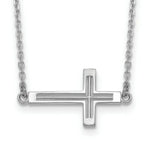 Load image into Gallery viewer, 14k White Gold Sideways Cut-out Cross Necklace  length: 19 inches
