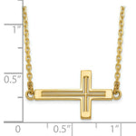 Load image into Gallery viewer, 14K Yellow Gold Sideways Cut-out Cross Necklace  length: 19 inches
