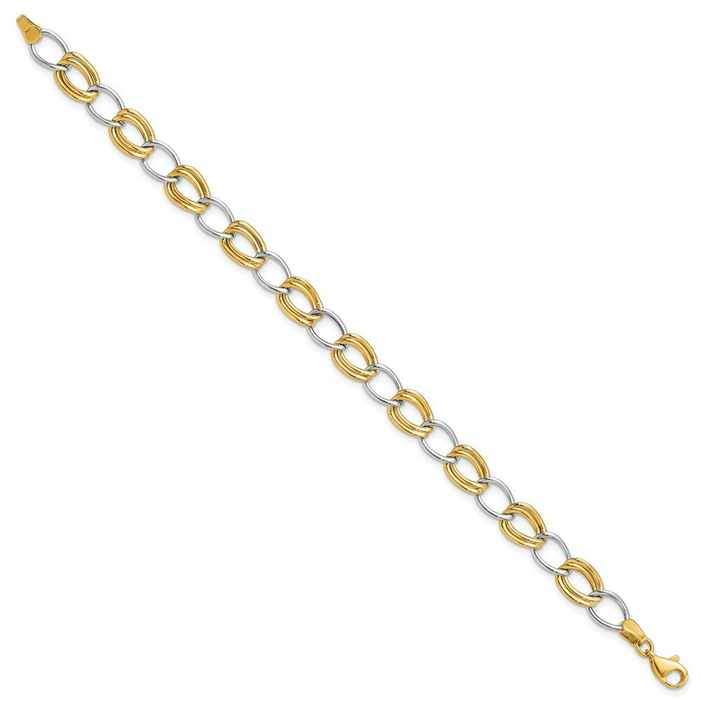 14K Two-tone Gold Polished Open Link Bracelet  Length 7.5'' inches