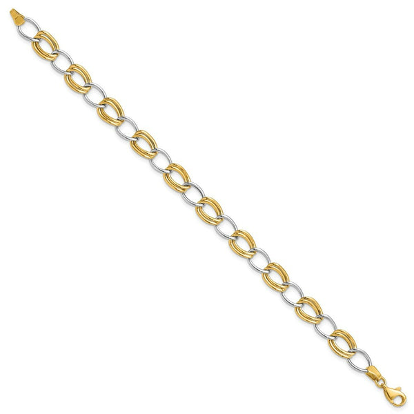 14K Two-tone Gold Polished Open Link Bracelet  Length 7.5'' inches
