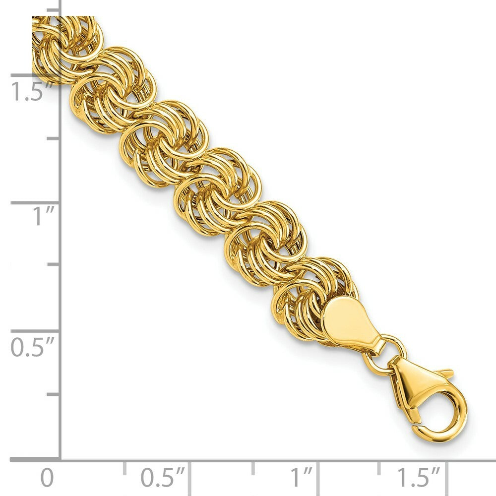 14K Yellow Gold Polished Circle Fancy Link Bracelet  Length 7.5'' inches
