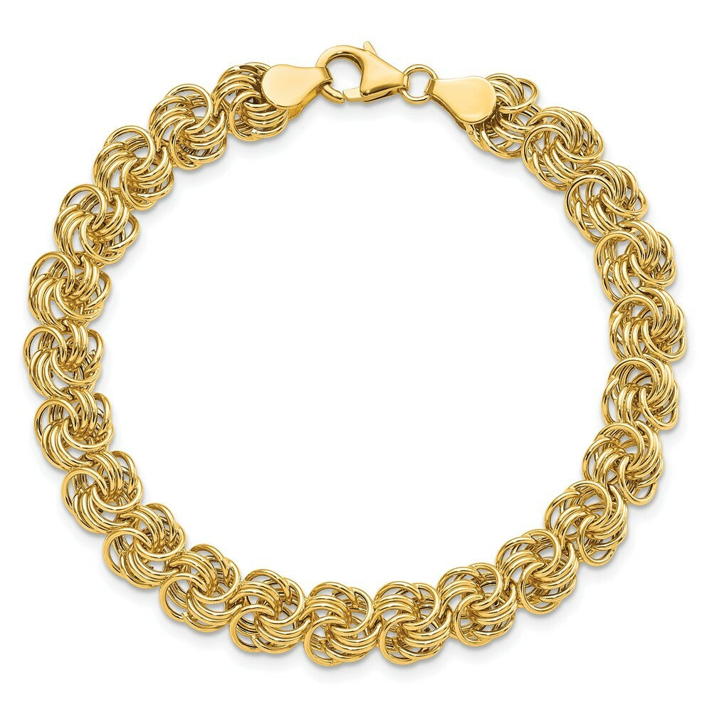 14K Yellow Gold Polished Circle Fancy Link Bracelet  Length 7.5'' inches