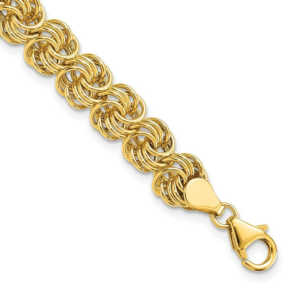 14K Yellow Gold Polished Circle Fancy Link Bracelet  Length 7.5'' inches