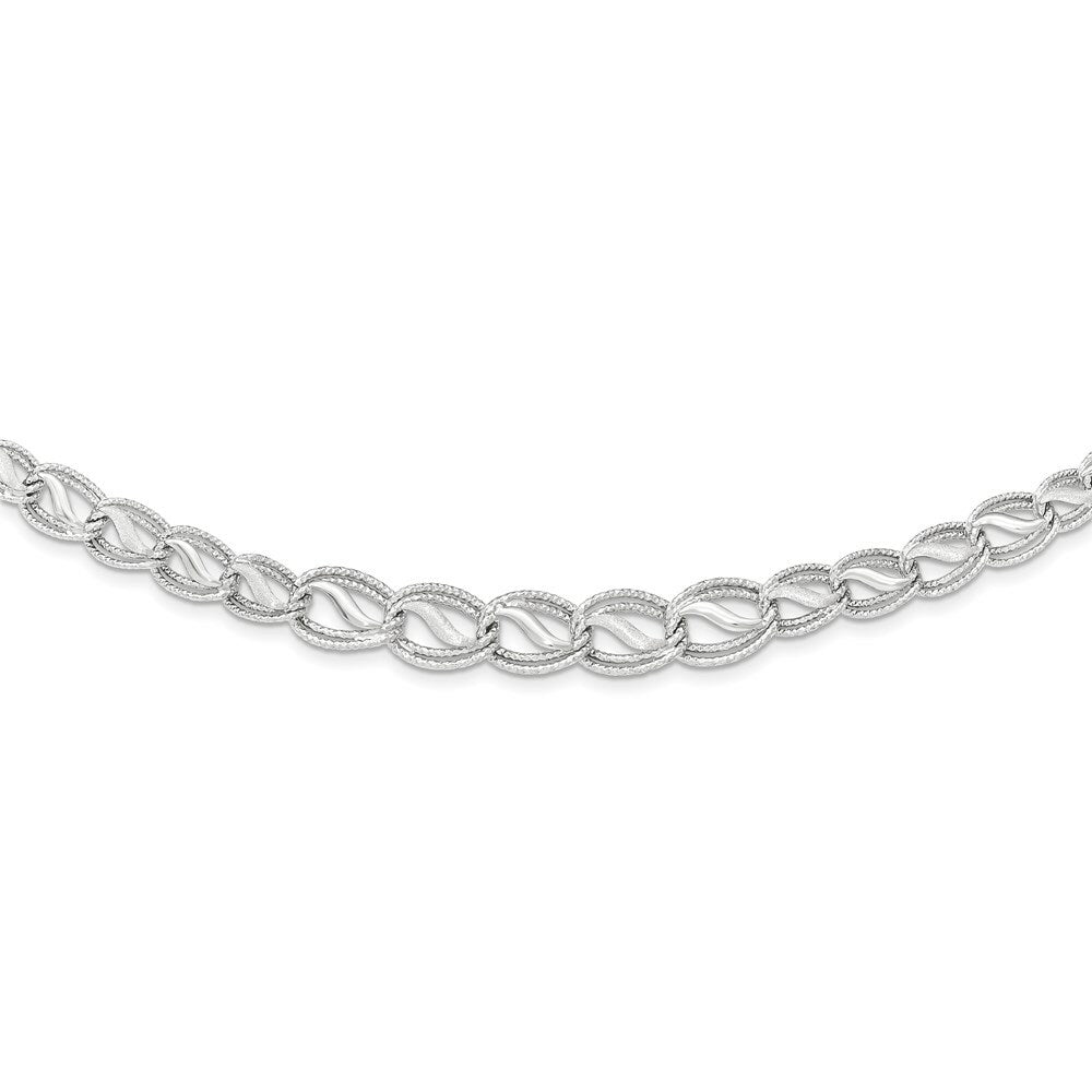 14K White Gold Diamond Cut Necklace  Length 17'' inches