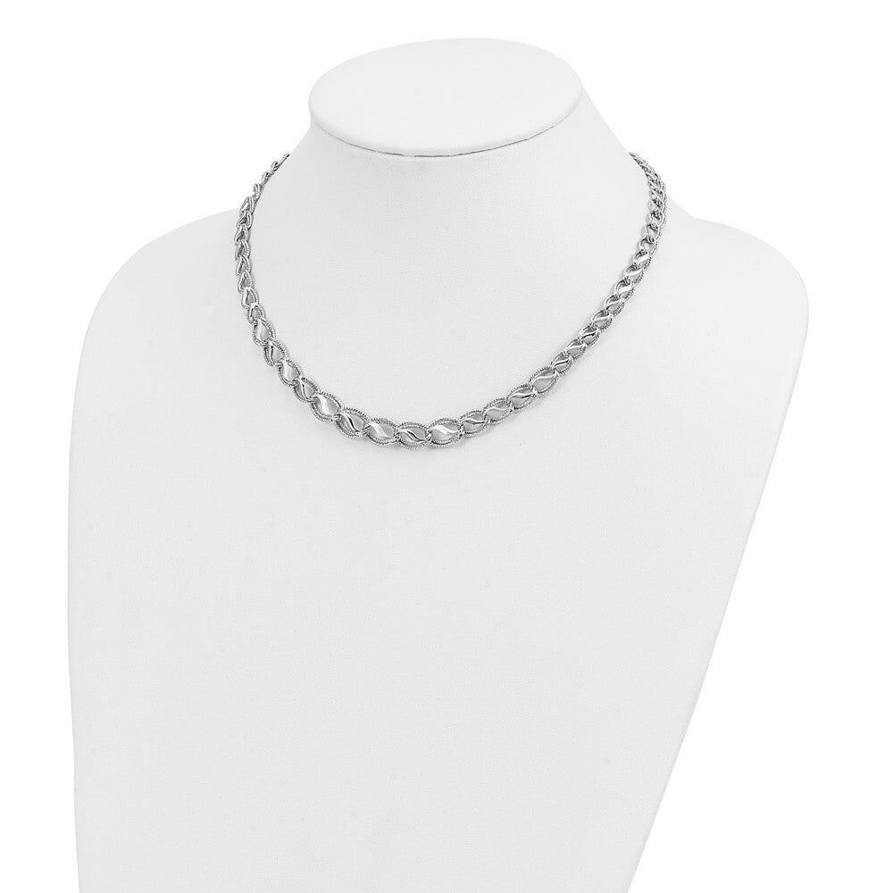 14K White Gold Diamond Cut Necklace  Length 17'' inches