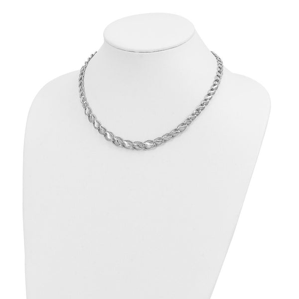 14K White Gold Diamond Cut Necklace  Length 17'' inches