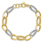 Load image into Gallery viewer, 14K Yellow Gold Two Tone Polished Fancy Link Bracelet  Length 8'' inches
