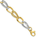 Load image into Gallery viewer, 14K Yellow Gold Two Tone Polished Fancy Link Bracelet  Length 8'' inches
