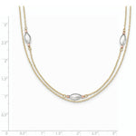 Load image into Gallery viewer, 14K Yellow Gold Tri Color 2 Strand w/Puff Beads w/2'' Ext Necklace  Length 16'' inches
