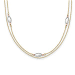 Load image into Gallery viewer, 14K Yellow Gold Tri Color 2 Strand w/Puff Beads w/2'' Ext Necklace  Length 16'' inches
