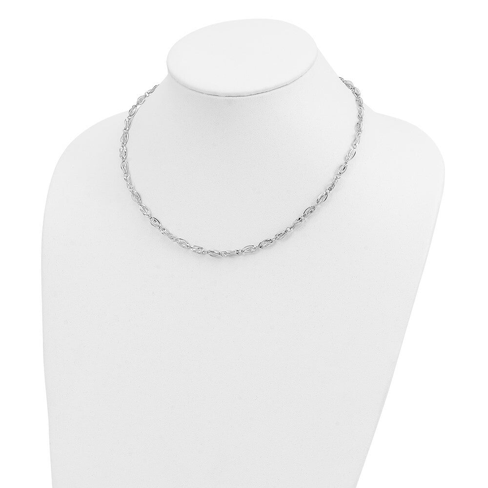 14K White Gold Fancy Link Necklace  Length 18'' inches