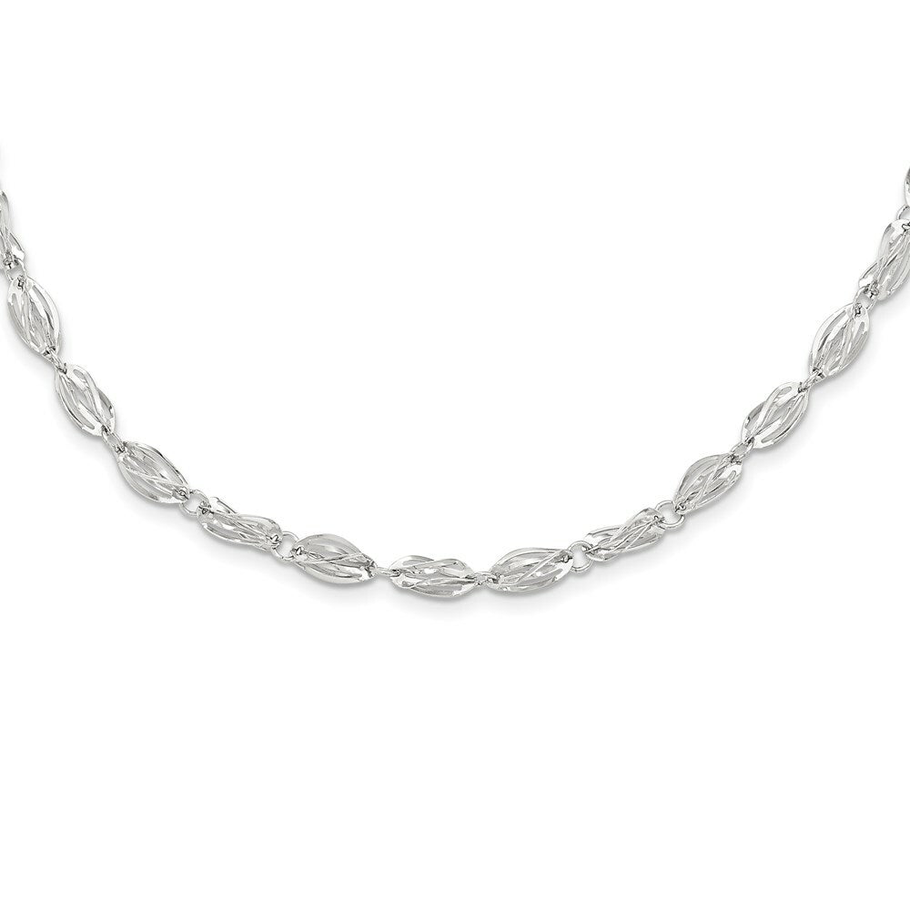 14K White Gold Fancy Link Necklace  Length 18'' inches