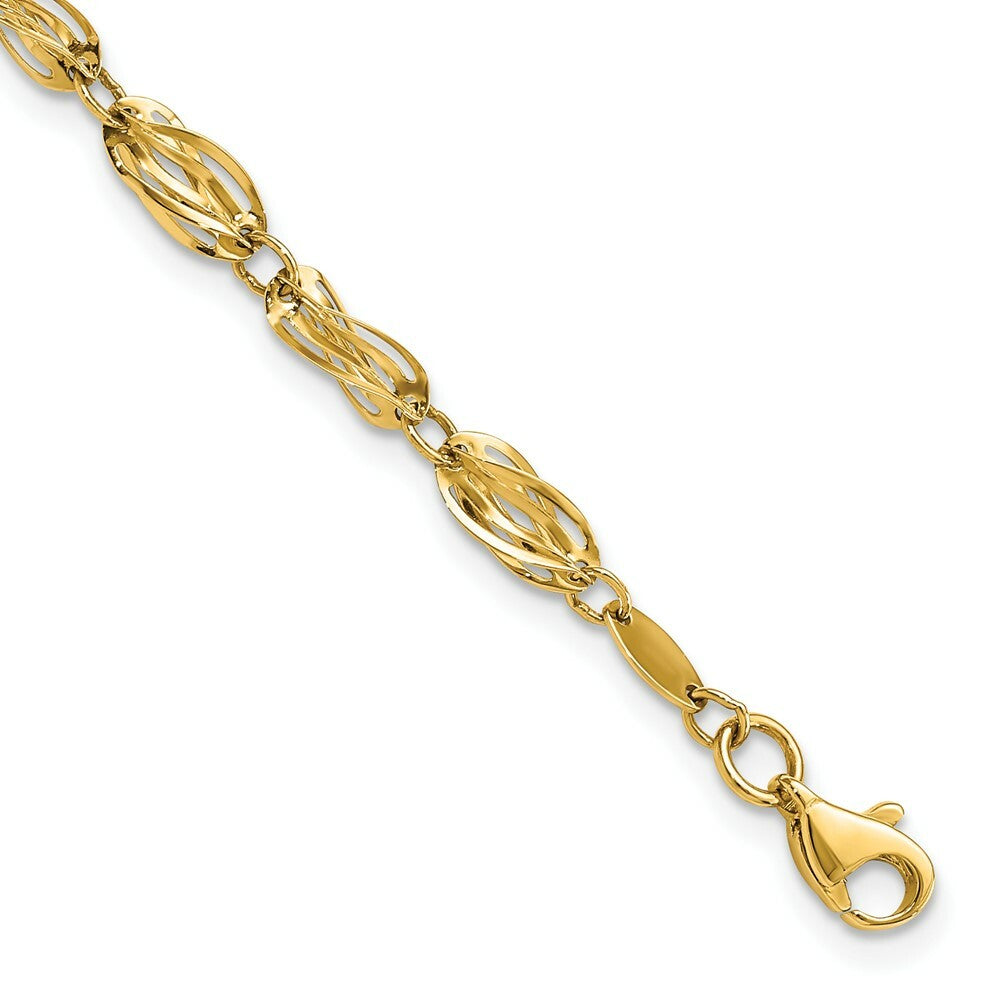 14K Yellow Gold Polished Fancy Bracelet  Length 7.75'' inches
