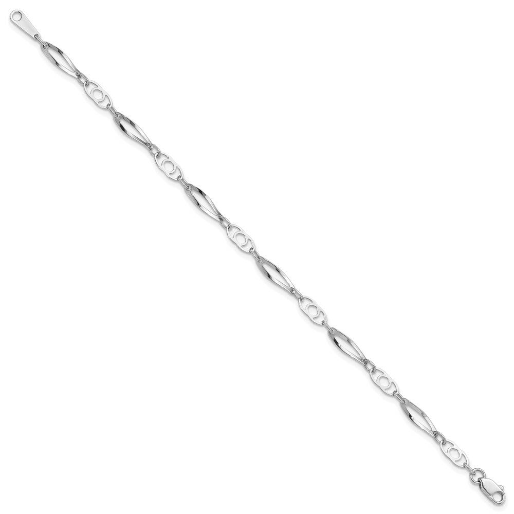 14K White Gold Polished Fancy Link Bracelet  Length 7'' inches