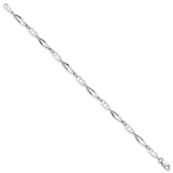 14K White Gold Polished Fancy Link Bracelet  Length 7'' inches