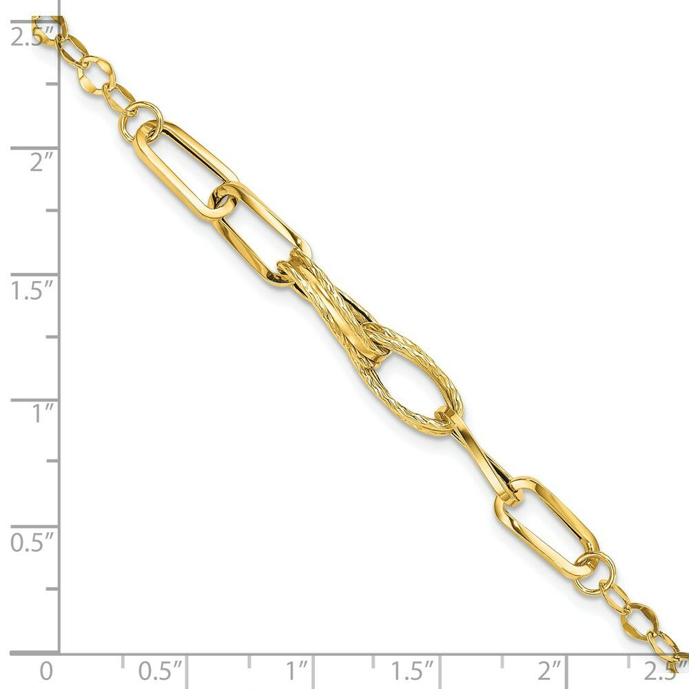 14K Yellow Gold Polished Textured Fancy Link Bracelet  Length 7.75'' inches