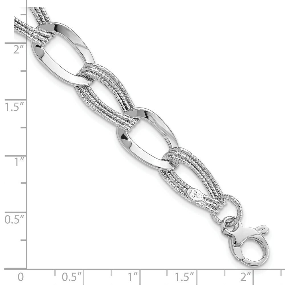 14K White Gold Polished Fancy Link Bracelet  Length 8'' inches
