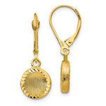 Load image into Gallery viewer, 14K Yellow Gold Brushed Polished &amp; Diamond-cut Circle Leverback Earrings

