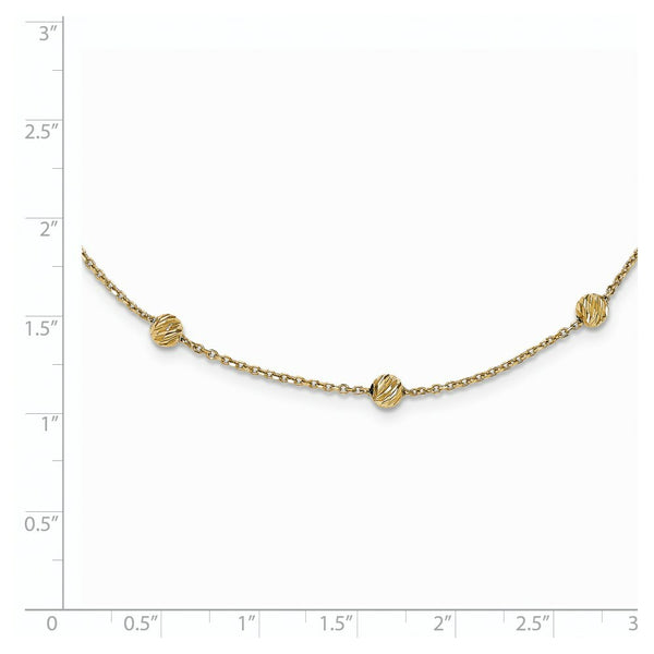 14K Yellow Gold Diamond-cut Beads Station Necklace  Length 17'' inches