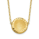Load image into Gallery viewer, 14K Yellow Gold Brushed Polished &amp; Diamond-cut Circle Necklace  Length 18'' inches

