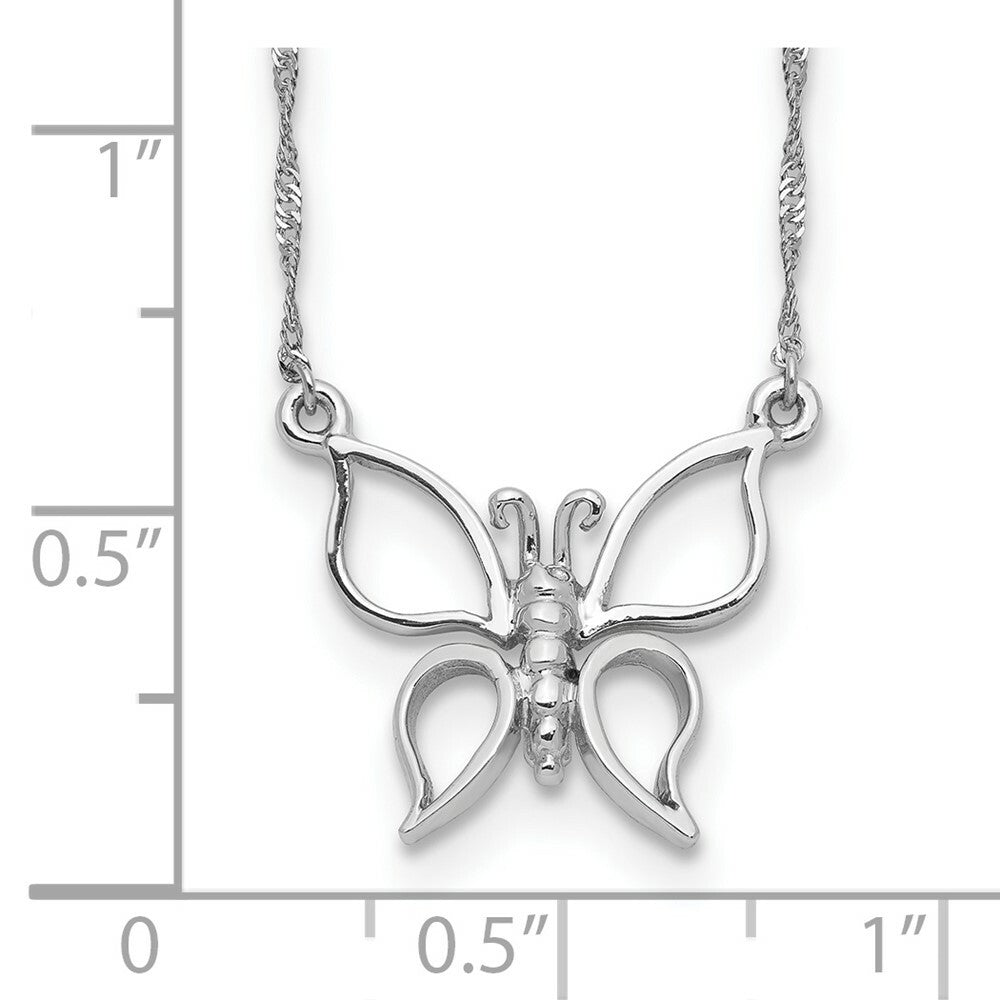 14K White Gold Polished Butterfly Necklace  Length 17'' inches