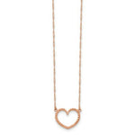 Load image into Gallery viewer, 14K Rose Gold Polished &amp; Textured Heart Necklace  Length 17'' inches
