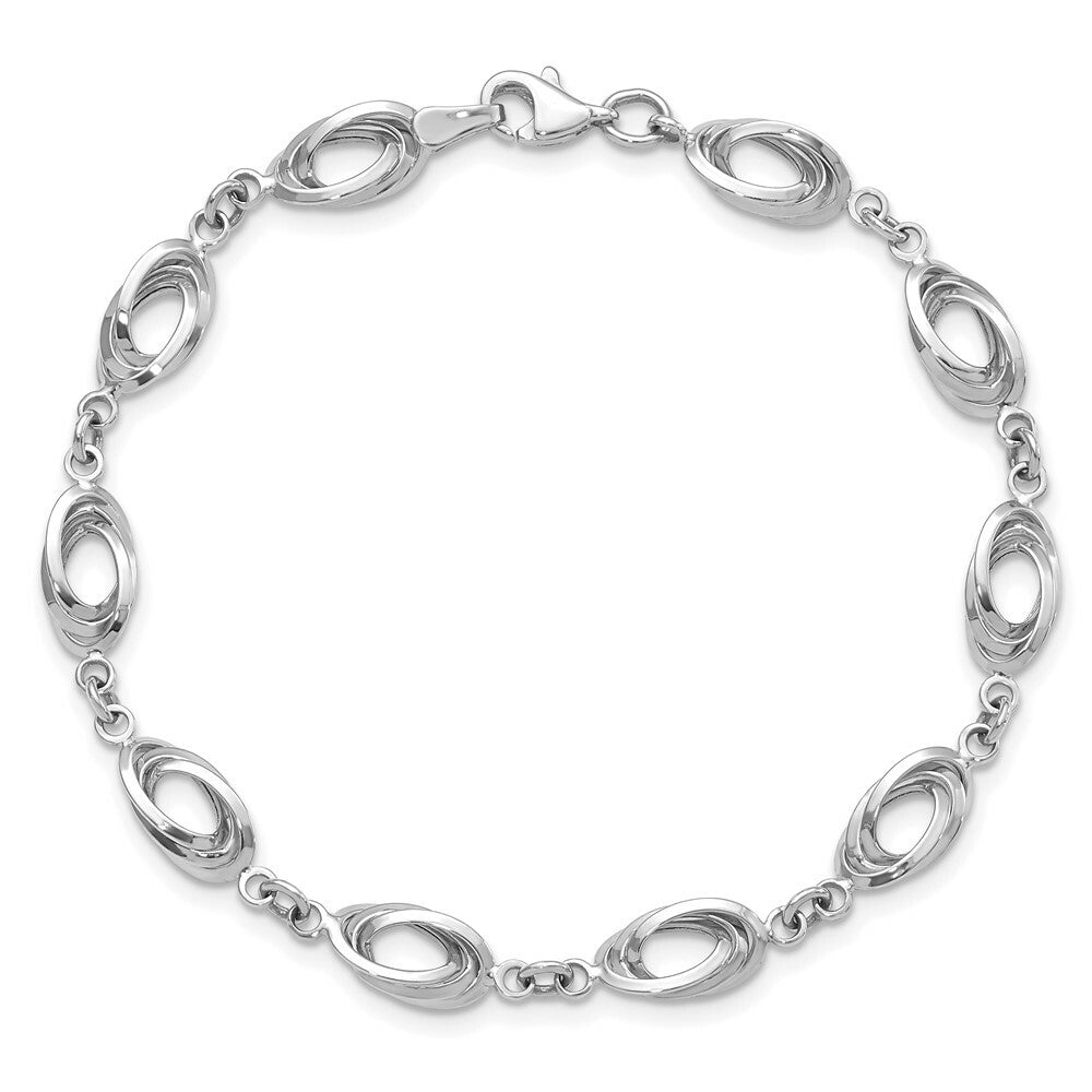 14K White Gold Fancy Link Bracelet  Length 7.5'' inches
