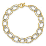 Load image into Gallery viewer, 14K Yellow Gold Two Tone Fancy Oval Link Bracelet  Length 7.5'' inches
