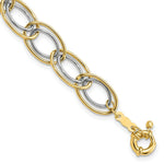 Load image into Gallery viewer, 14K Yellow Gold Two Tone Fancy Oval Link Bracelet  Length 7.5'' inches
