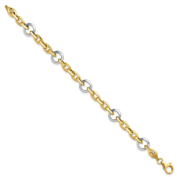 14k Two Tone Gold Fancy Link Bracelet  length: 7 inches