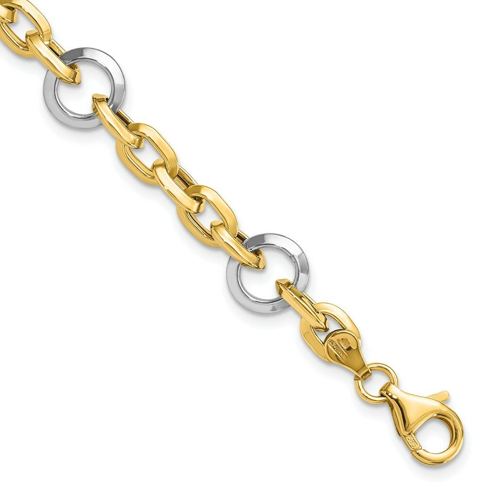 14k Two Tone Gold Fancy Link Bracelet  length: 7 inches