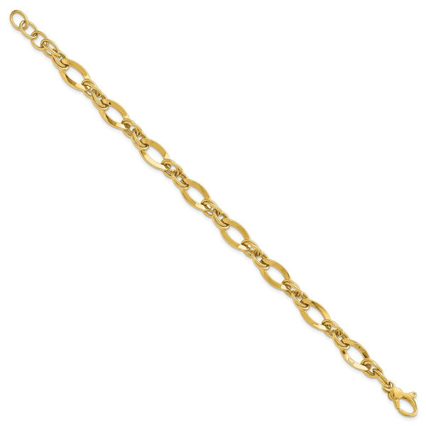 14K Yellow Gold Fancy Link Bracelet  length: 8.25 inches