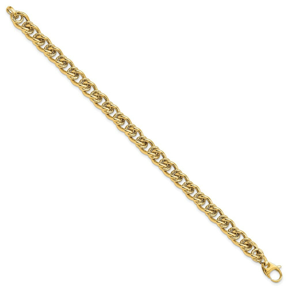 14K Yellow Gold Fancy Link Bracelet  length: 7.5 inches