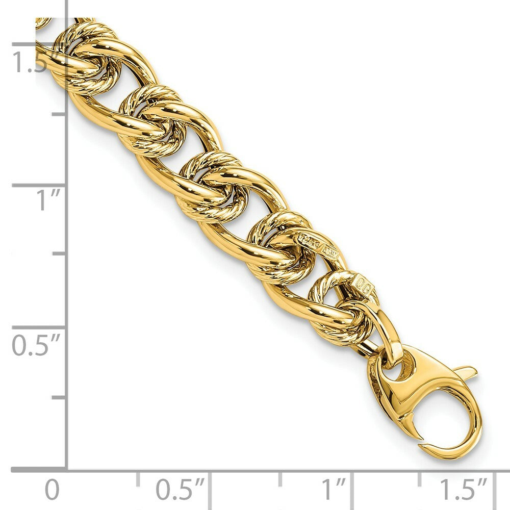 14K Yellow Gold Fancy Link Bracelet  length: 7.5 inches