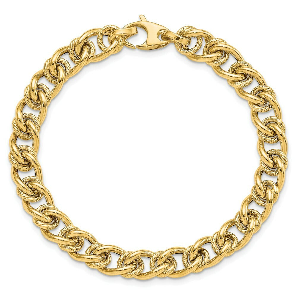 14K Yellow Gold Fancy Link Bracelet  length: 7.5 inches