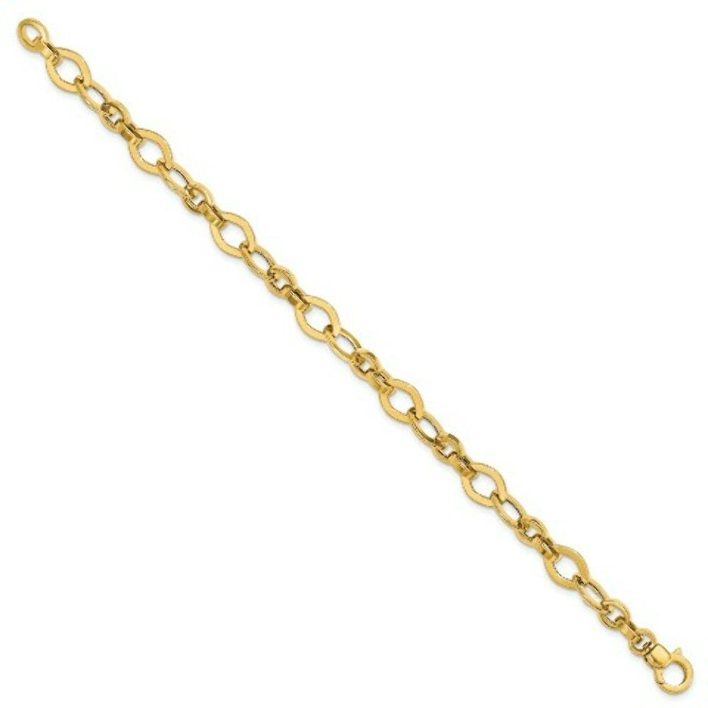 14K Yellow Gold Fancy Link Bracelet  length: 7.75 inches