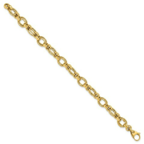 14K Yellow Gold Fancy Link Bracelet  length: 7.5 inches