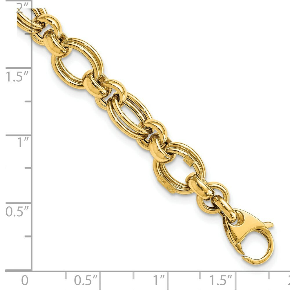 14K Yellow Gold Fancy Link Bracelet  length: 7.5 inches