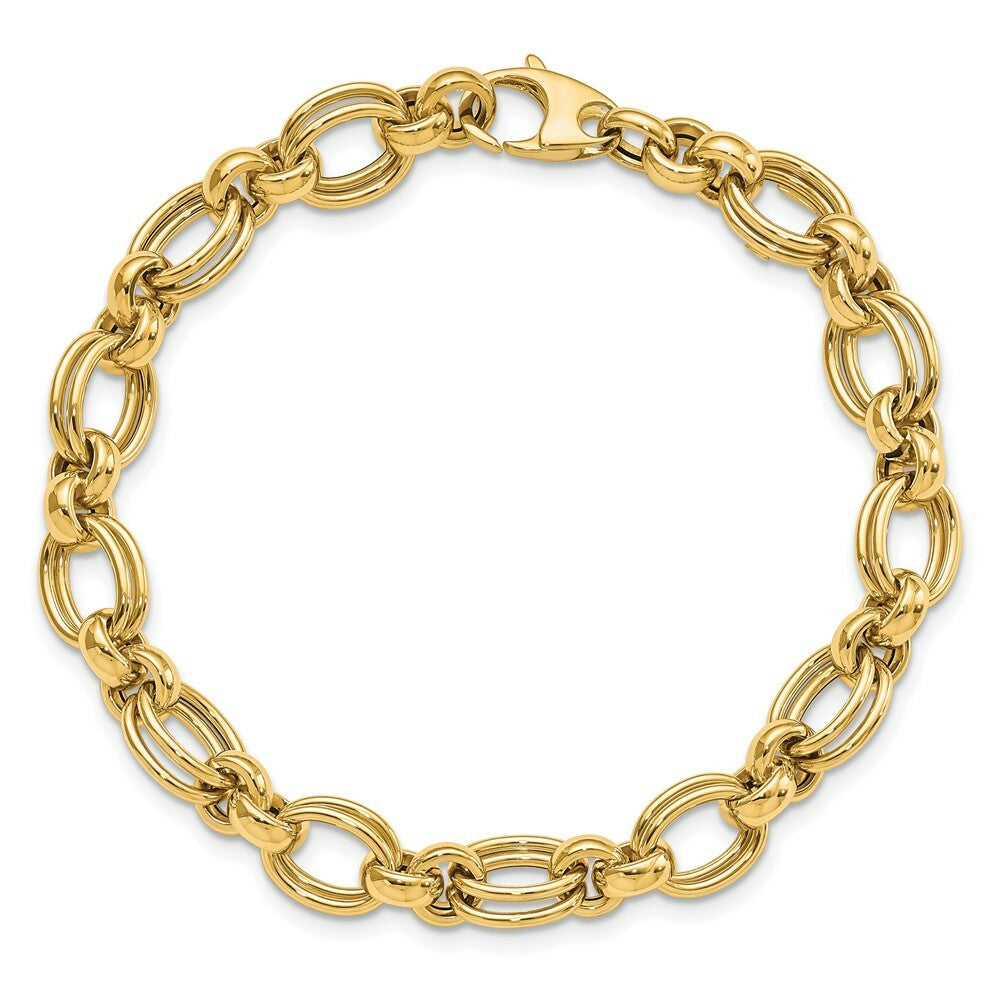 14K Yellow Gold Fancy Link Bracelet  length: 7.5 inches