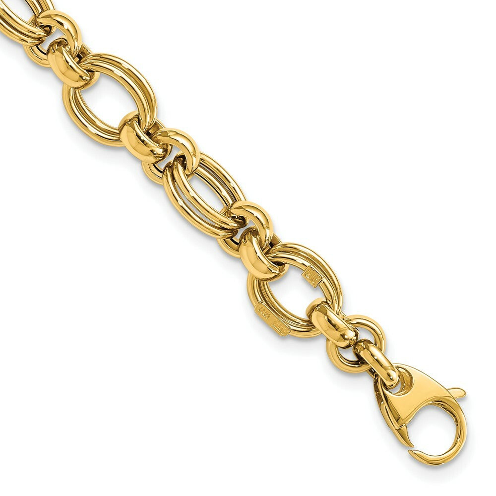 14K Yellow Gold Fancy Link Bracelet  length: 7.5 inches