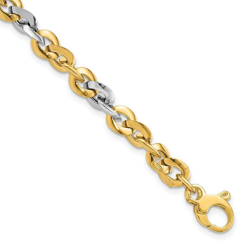 14k Two Tone Gold Polished Bracelet  length: 7.5 inches