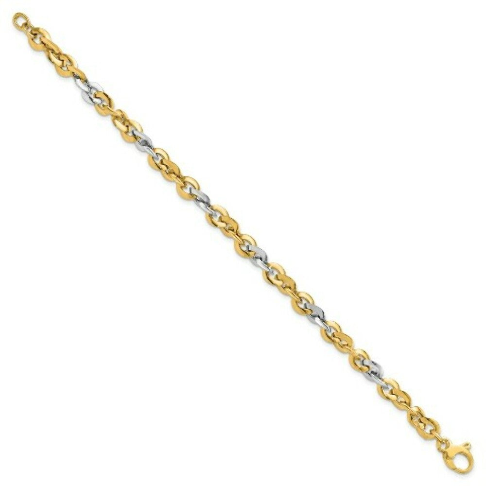 14k Two Tone Gold Polished Bracelet  length: 7.5 inches