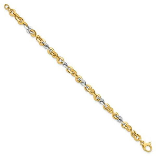 14k Two Tone Gold Polished Bracelet  length: 7.5 inches