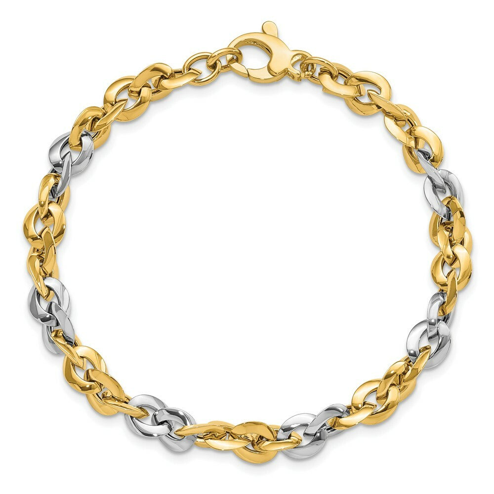 14k Two Tone Gold Polished Bracelet  length: 7.5 inches