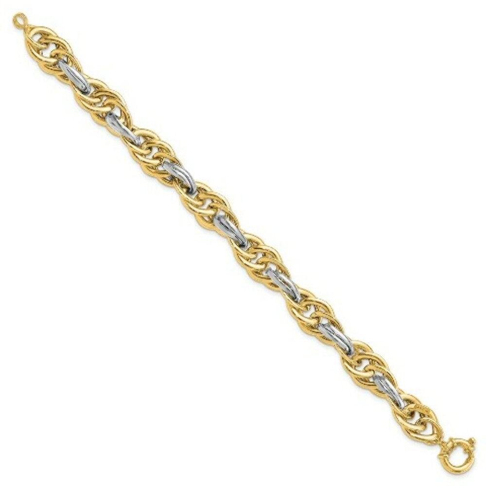 14k Two Tone Gold Polished Fancy Link Bracelet  length: 8.25 inches