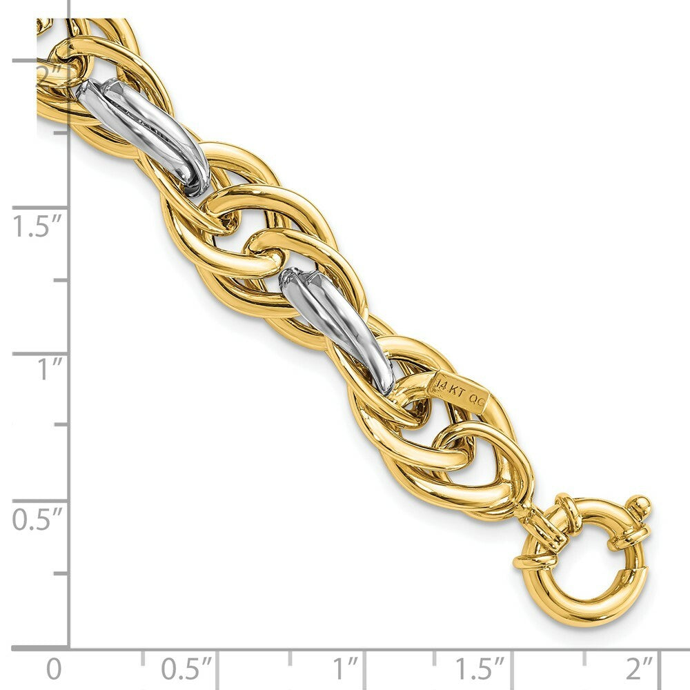 14k Two Tone Gold Polished Fancy Link Bracelet  length: 8.25 inches